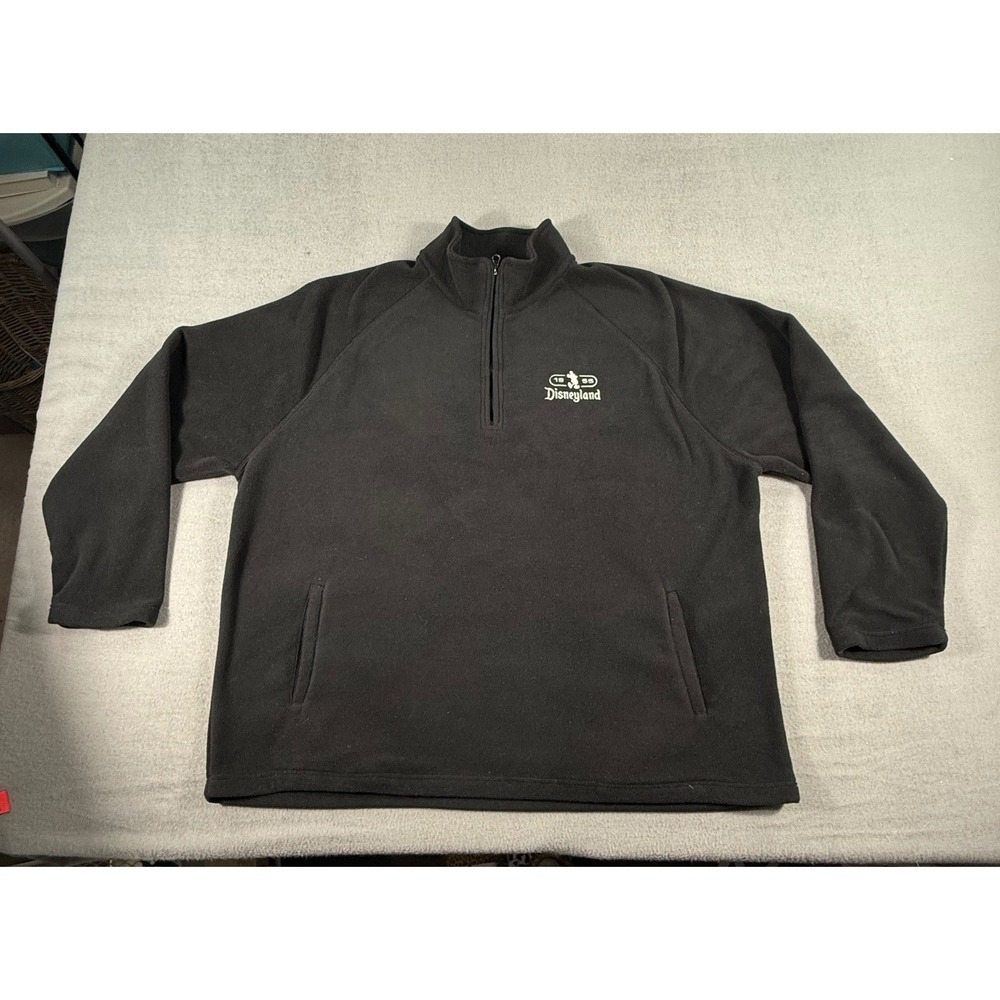 Disneyland 1955‎ Quarter Zip Fleece Pullover Black Disney Parks Unisex XXL Cozy